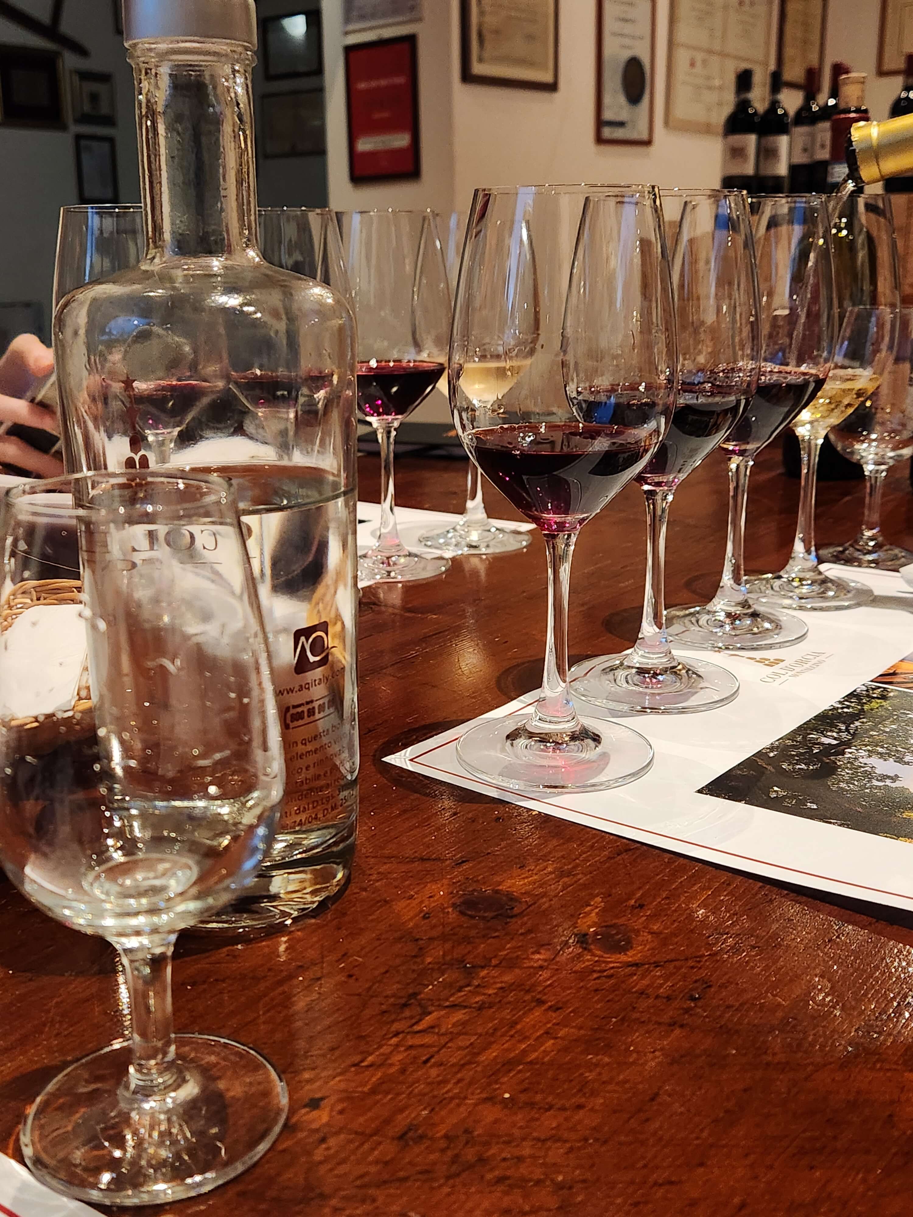 Verres de Brunello di Montalcino en cours de dégustation